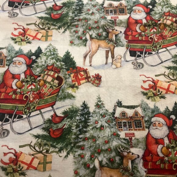 SANTA'S SLEIGH by SUSAN WINGET Handmade Cotton Pillowcase Standard/Queen - Picture 2 of 3